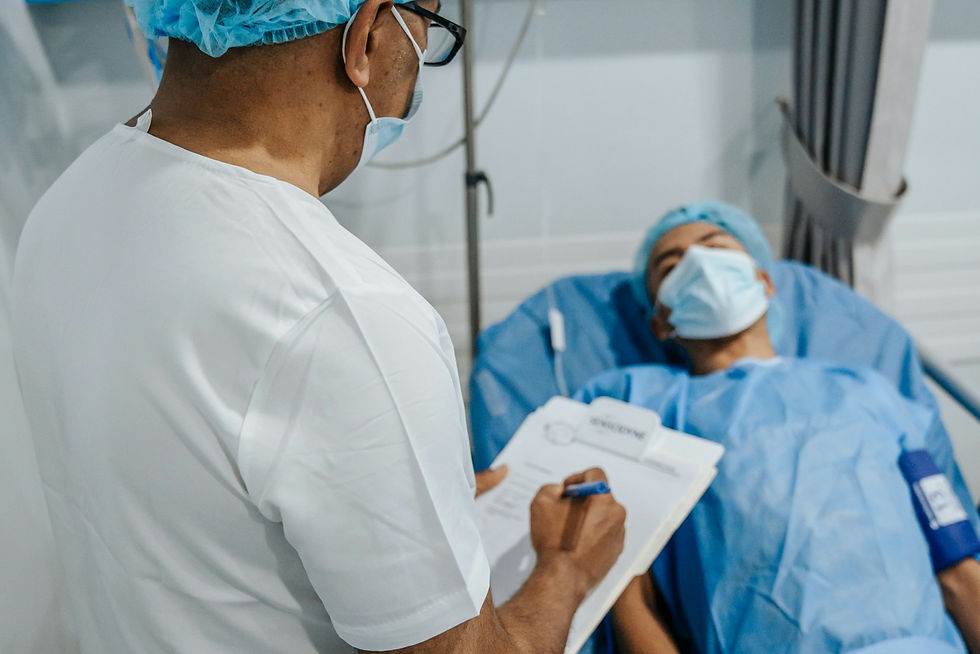Clinician and patient reviewing information together during a calm healthcare interaction