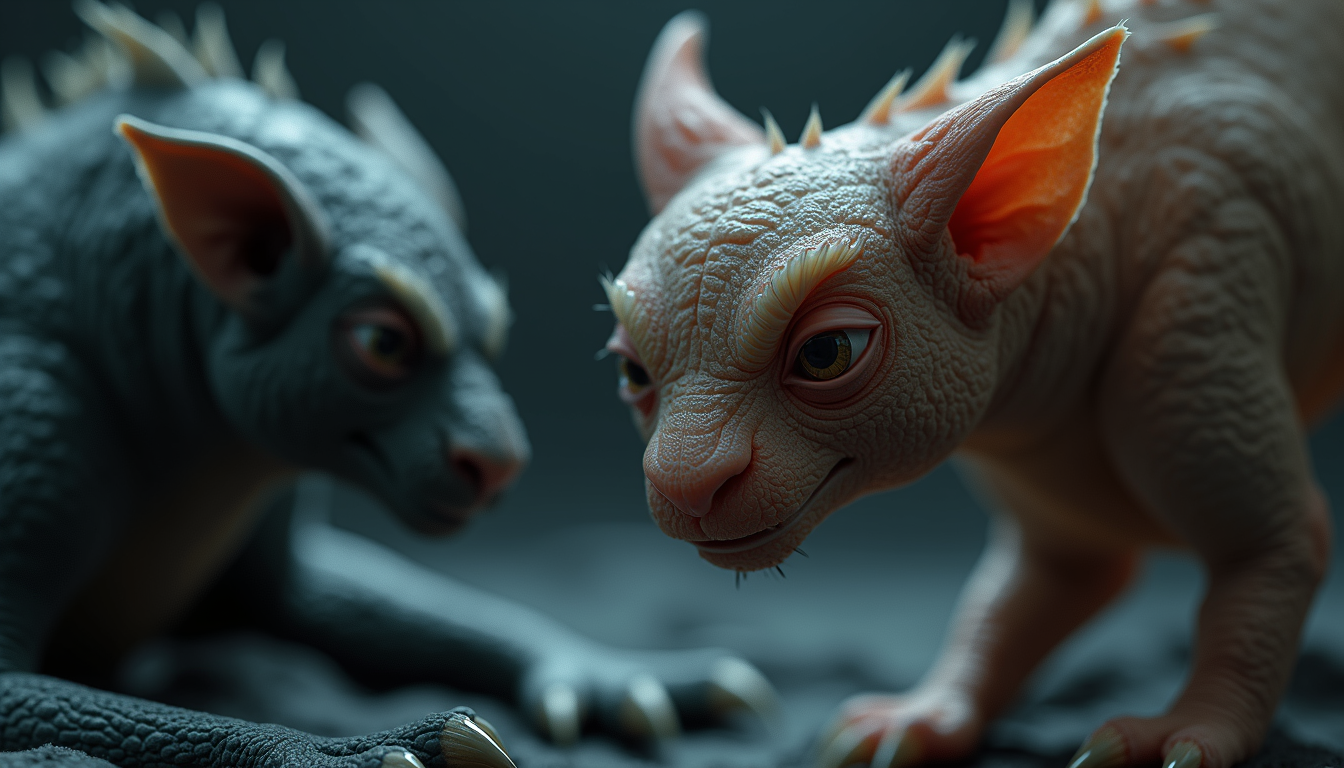 Close-up view of a creature rigging process in 3D animation software