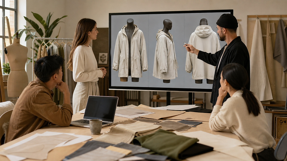 Fresh sustainable digital fashion studio workflow with 3D garment review