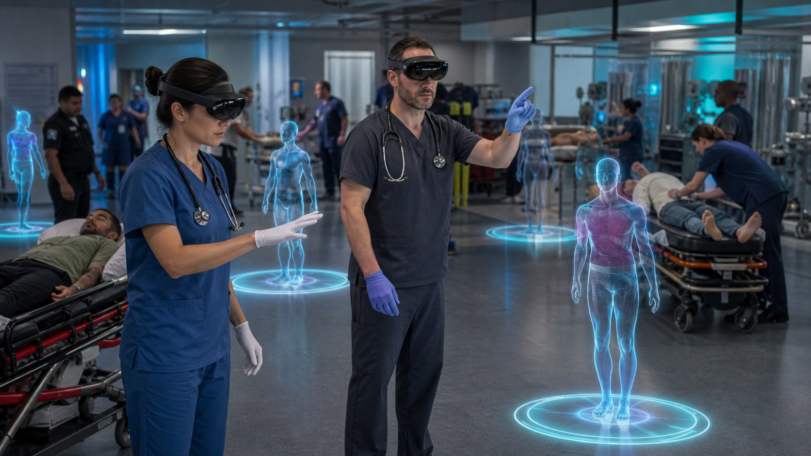 Emergency clinicians prioritizing virtual patients during an XR mass-casualty triage drill