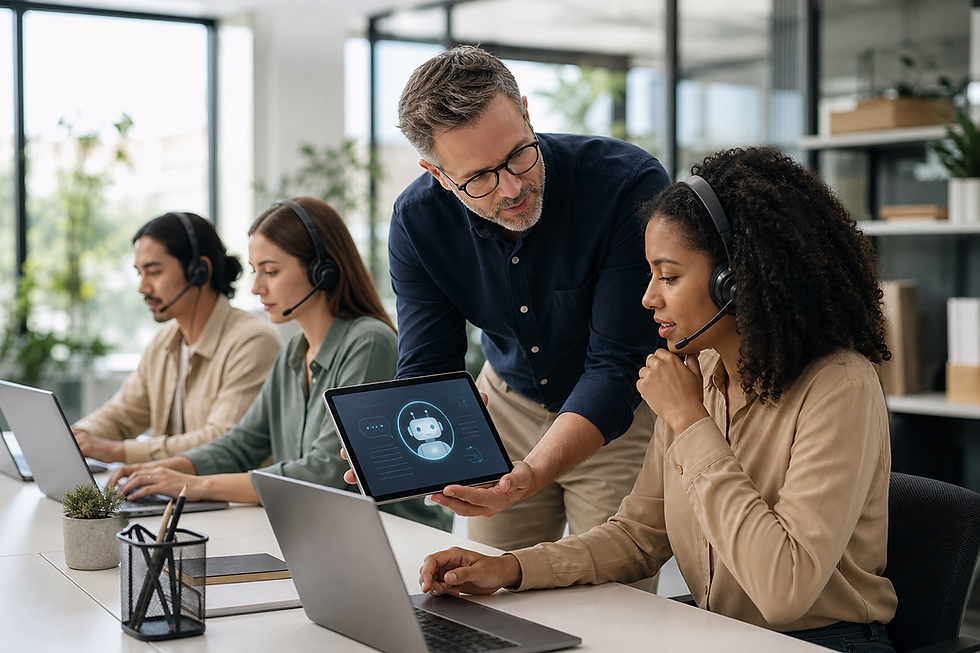 Operations leaders reviewing AI workflow automation across business systems