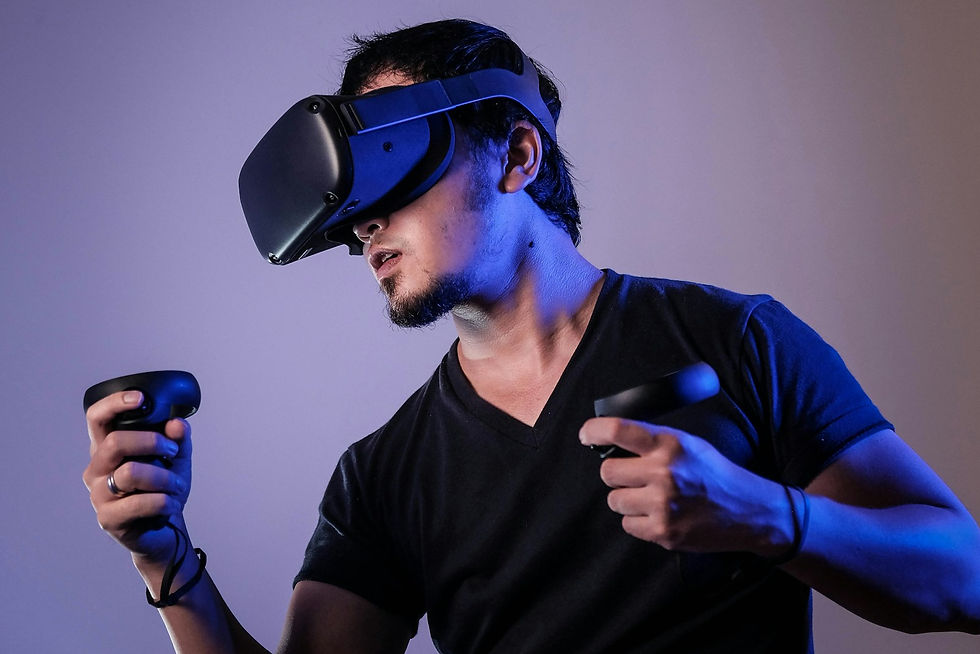 Clinician using a virtual reality headset for healthcare training