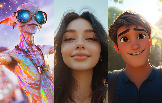 Different realistic and stylized digital human character designs