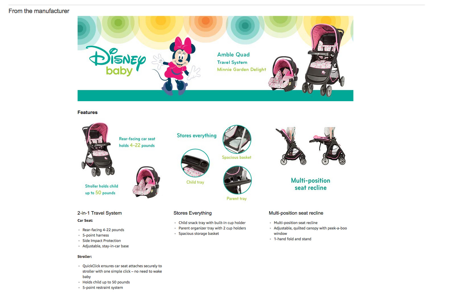 minnie mouse amble quad travel system