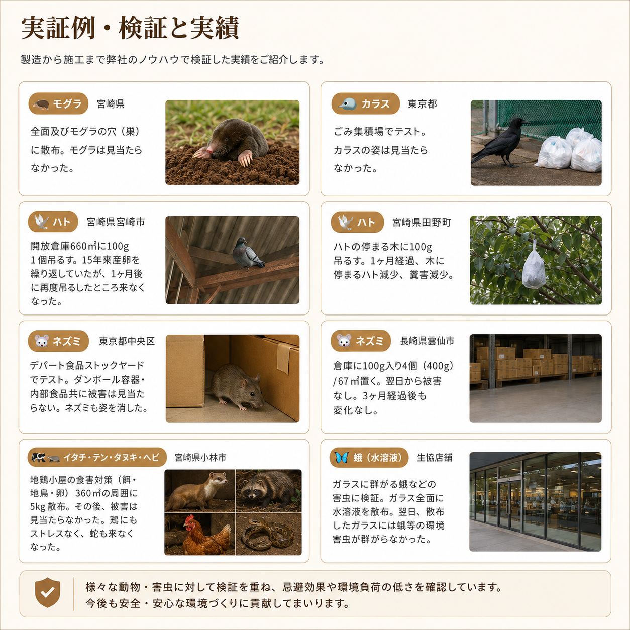 もぐらバイバイの実証例・検証と実績