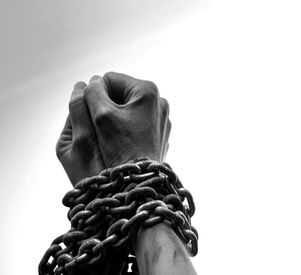 Close up old law despair danger fear stress young male guy raise ask god help hope life su