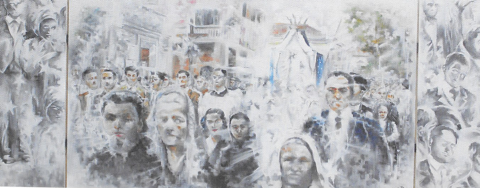 Fenomenologia dello splendore, polittico, olio su tavola - 168 x 70 cm , anno 2011