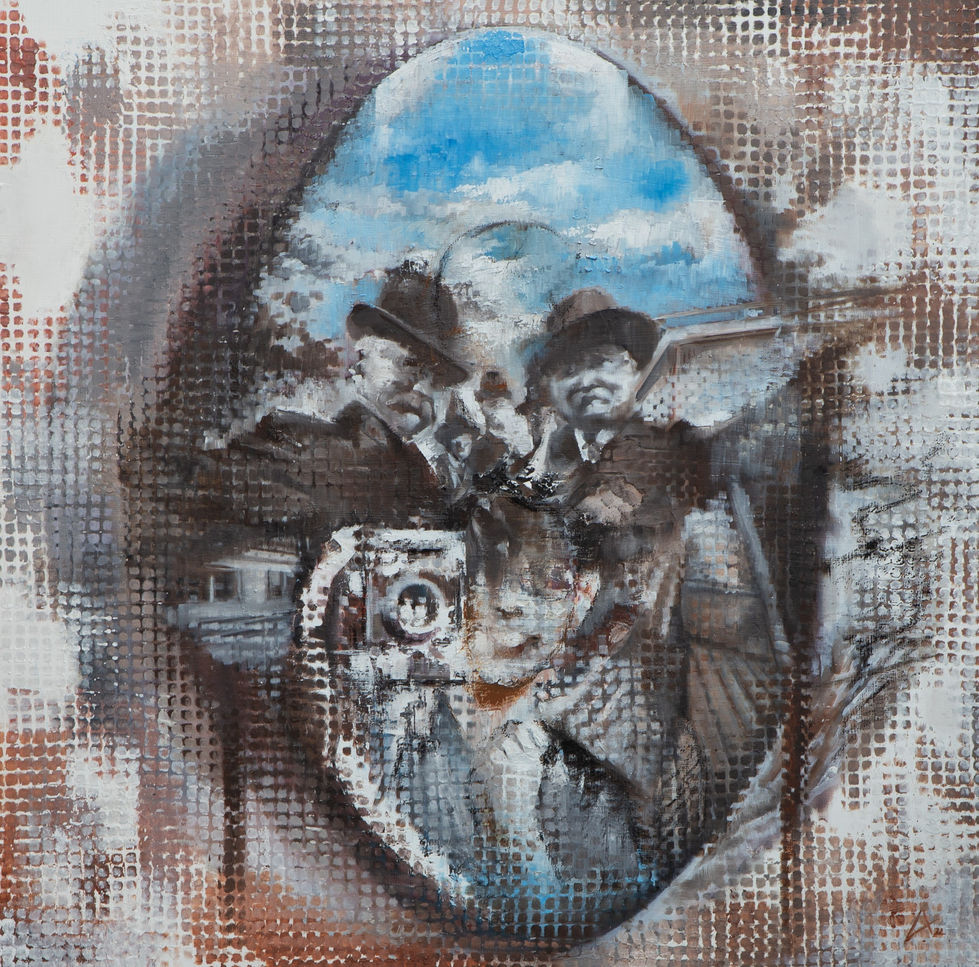 Selfie - portrait opera n° 3 - tecnica mista su tela - 80x80cm - anno 2022