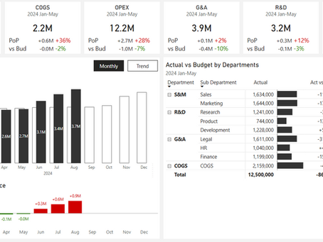 Bugdet vs Actual Dashboard from FI Analytics