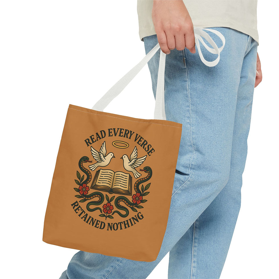 Thumbnail: Funny Bible Reading Tote Bag