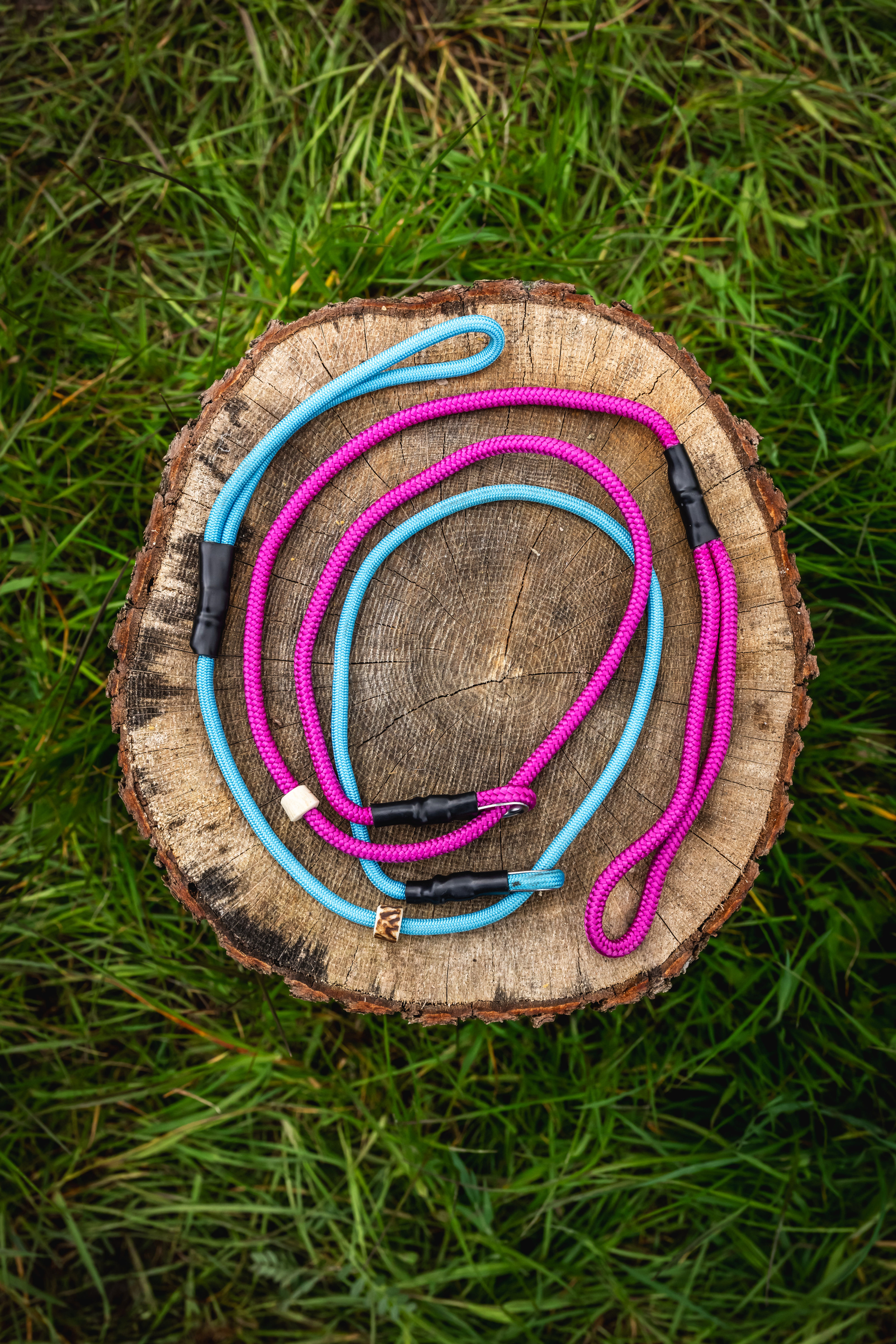 Coloured slip lead on log