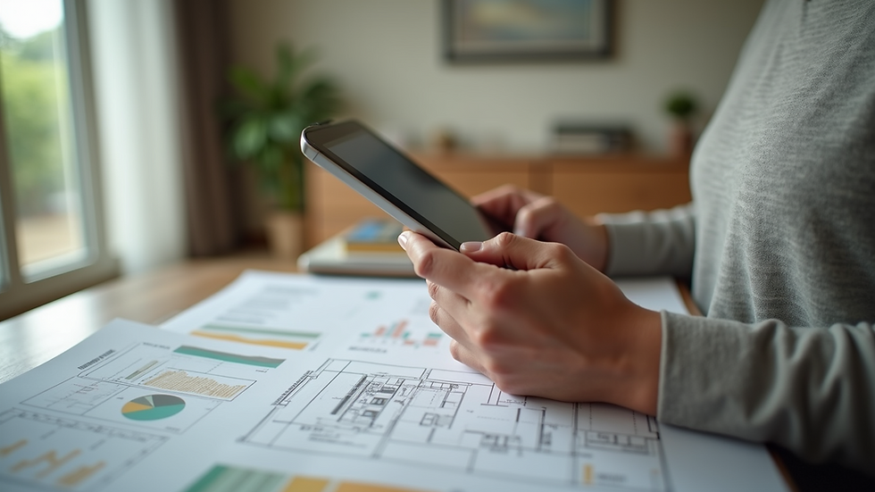 Close-up view of a property manager using a tablet for maintenance tracking
