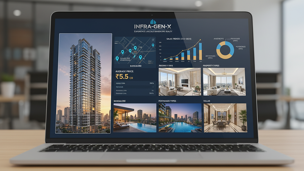 Close-up view of laptop screen showing real estate analytics dashboard