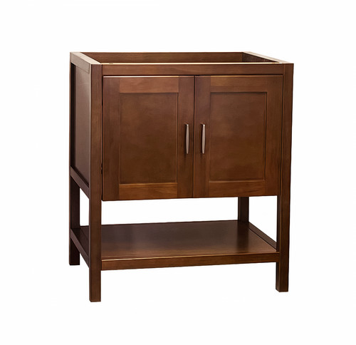 36 Inch Solid Wood Bathroom Vanity with Open Shelf in Natural Finish
