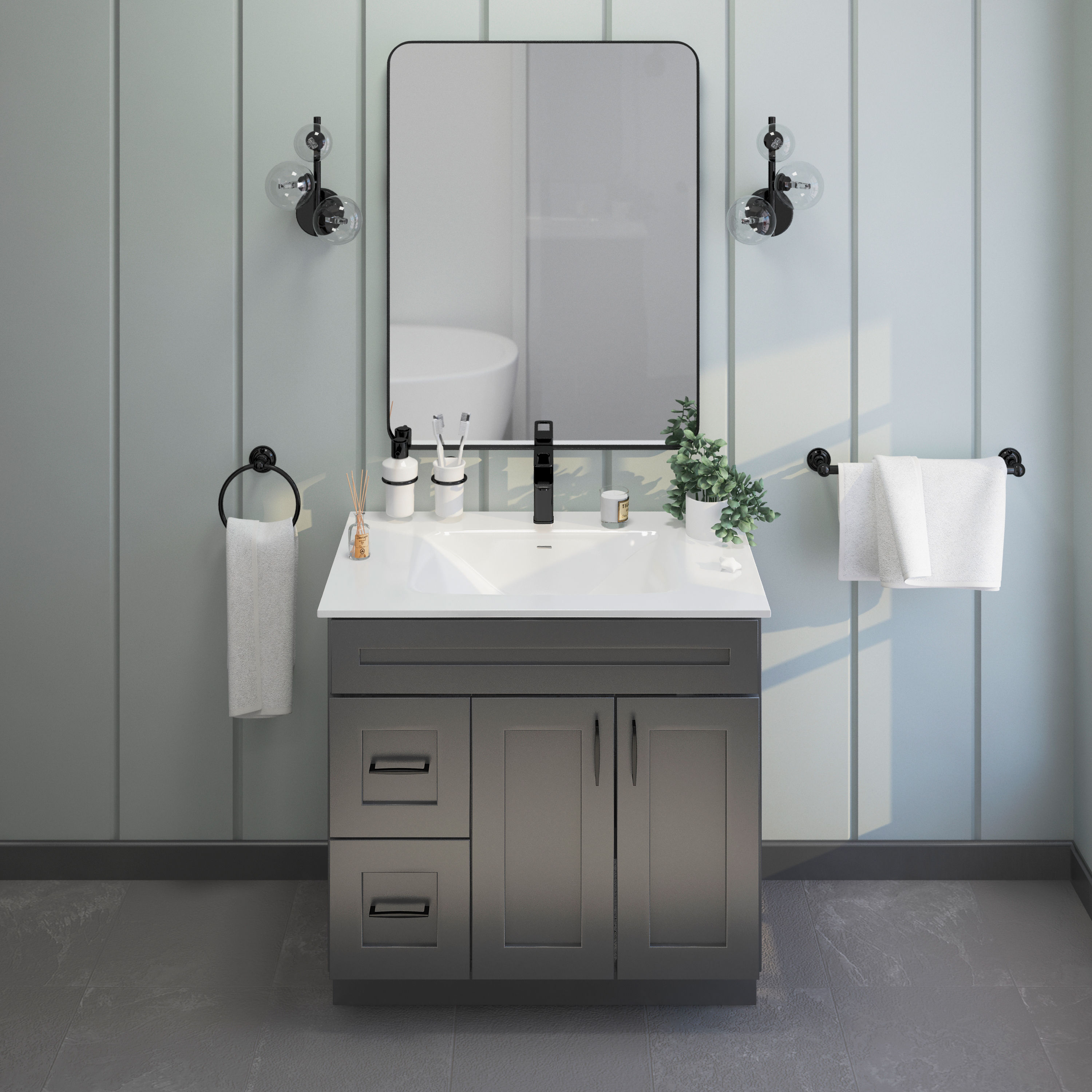 36 inch bathroom vanity grey