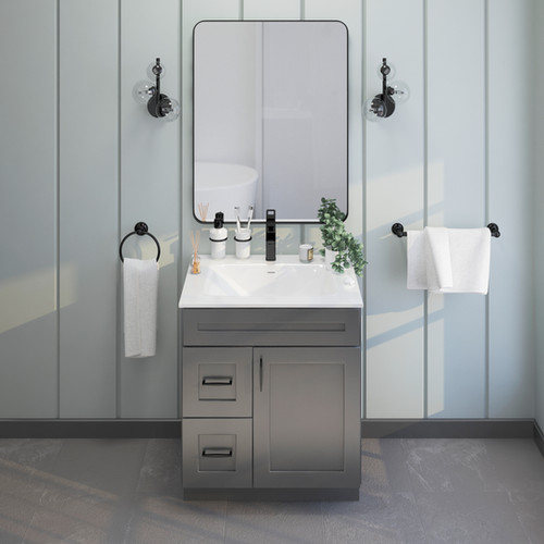 30 Inch Grey Bathroom Vanity with Soft Close Drawers | Vanity Atelier