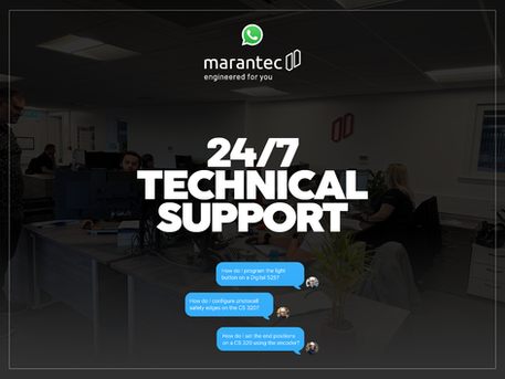 An image showcasing the new 24/7 technical support available with Marantec UK