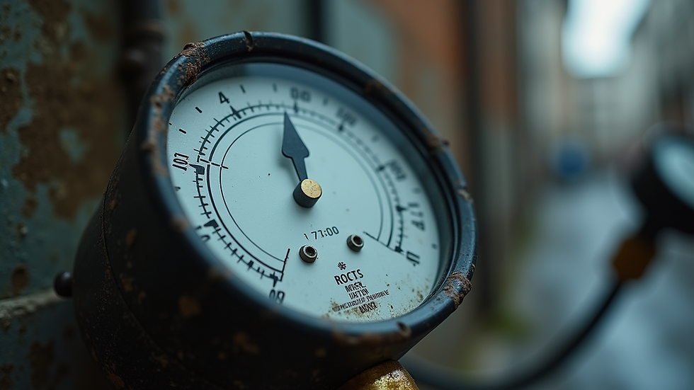 High angle view of a water pressure gauge