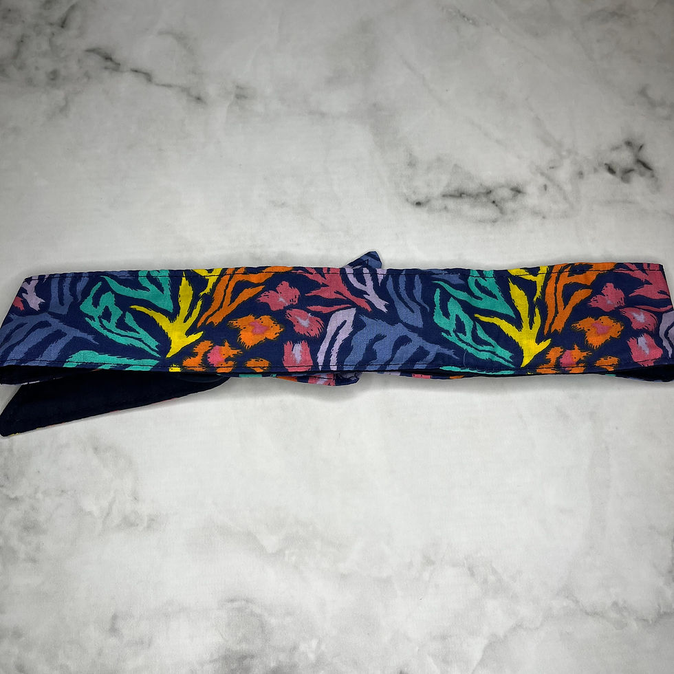 Thumbnail: Rainbow Animal on Navy Wired Hair Tie