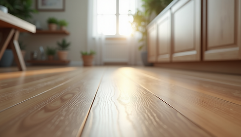 Wooden flooring with natural sunlight. HOME. Interior design with plants and cabinets. flooring installation vancouver