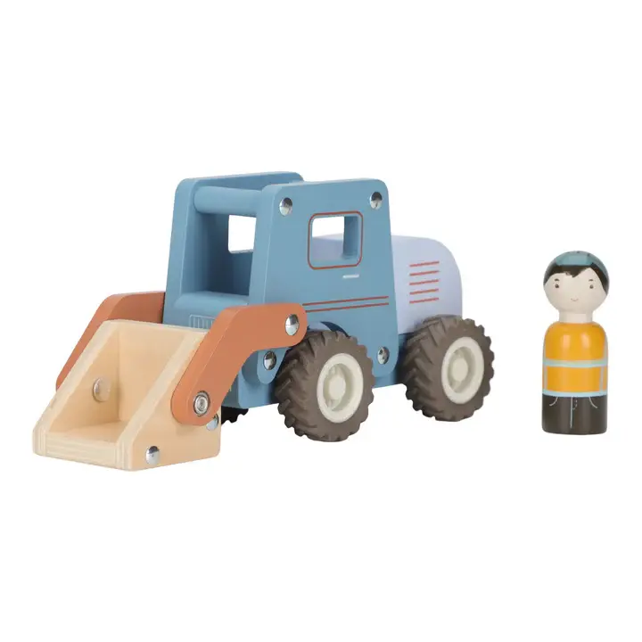 Bulldozer en bois – Bleu LITTLE DUTCH