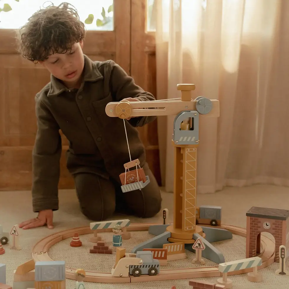 Miniature : Grue en bois – Multicolore – Circuit de train - LITTLE DUTCH