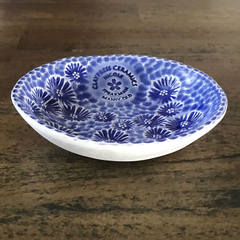 Thumbnail: Small Dark Blue Floral Dish