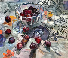 Still life with plums oil on canvas