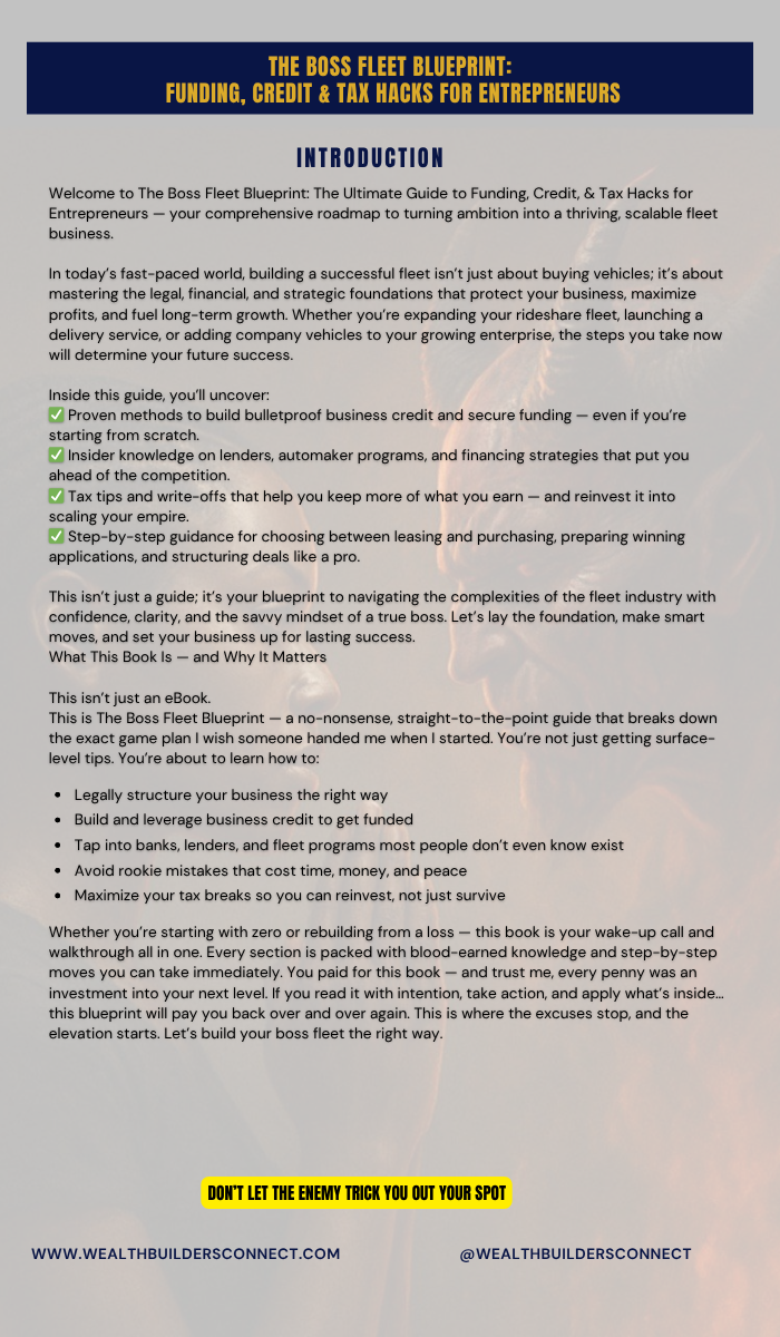 Thumbnail: THE BOSS FLEET BLUEPRINT: FUNDING, CREDIT & TAX HACKS FOR ENTREPRENEURS