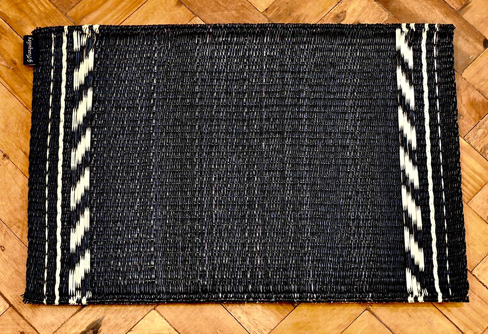 Thumbnail: Gift Set【 2 Hand-woven Placemats & 2 Hand-woven Coasters, Black】