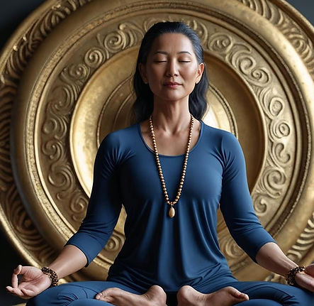 mets lui les mains sur les genoux, paume