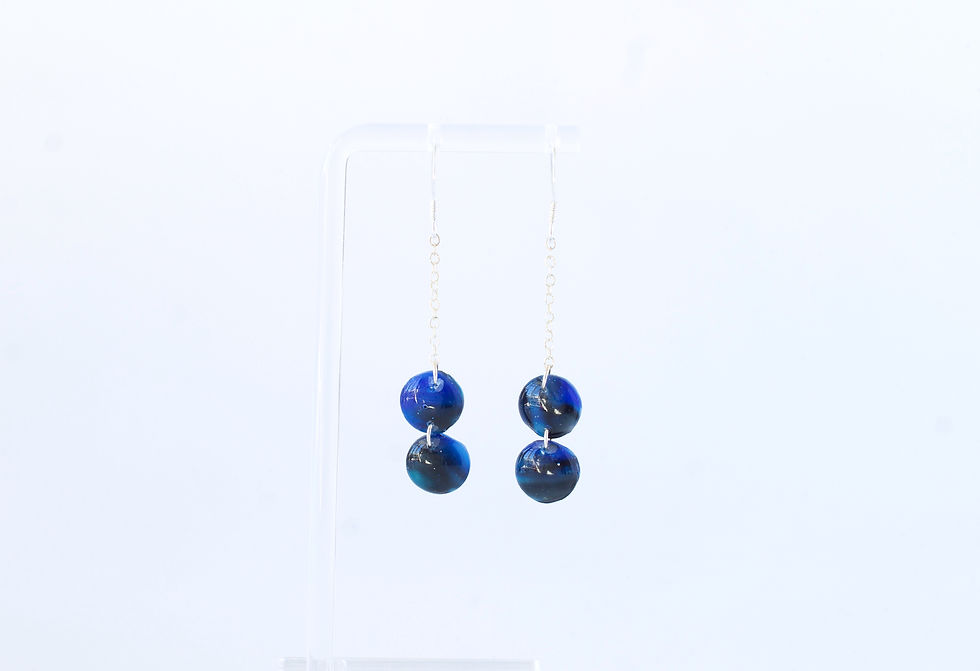 Thumbnail: Double Circle Chain Drop Earrings with Sterling Hook