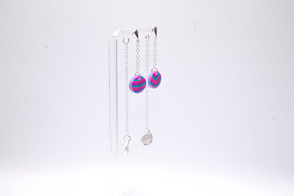 Thumbnail: Teardrop Studs Circle Chain Drop with Fine Silver Butterfly Chain Drops