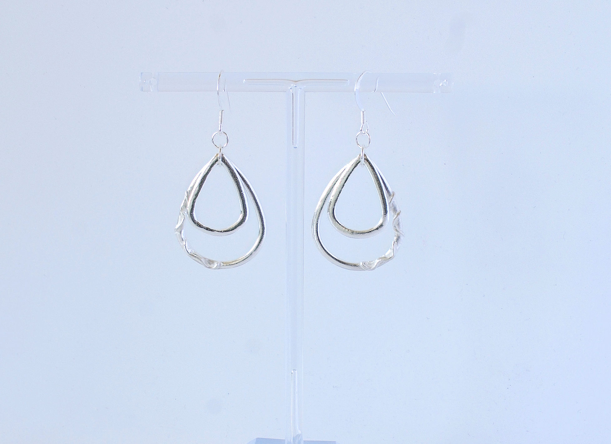 Double Teardrop Fine Silver Earrings
