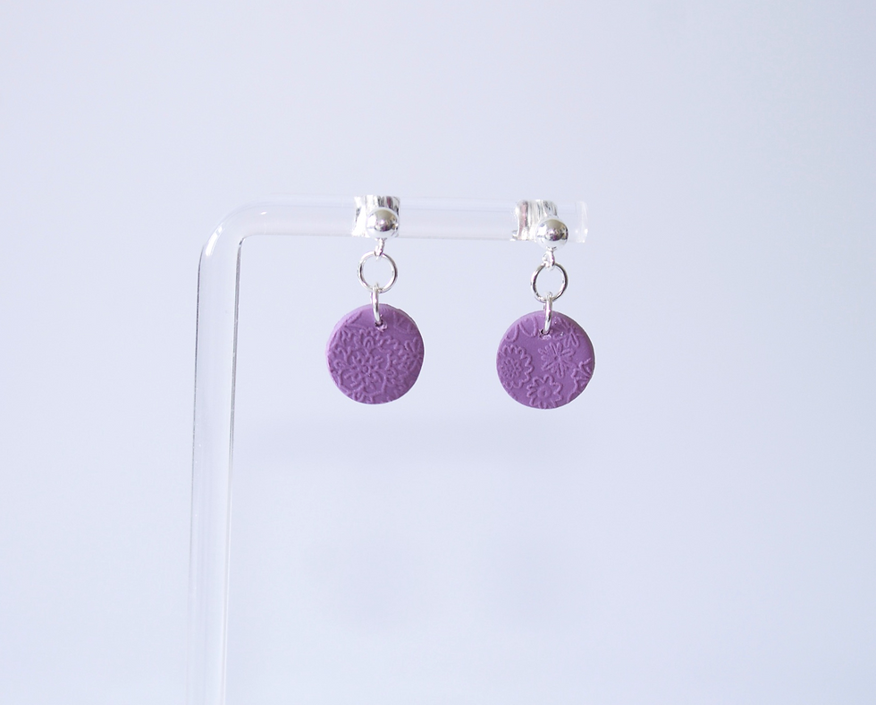 Thumbnail: Floral Embossed Mini Circle Earrings