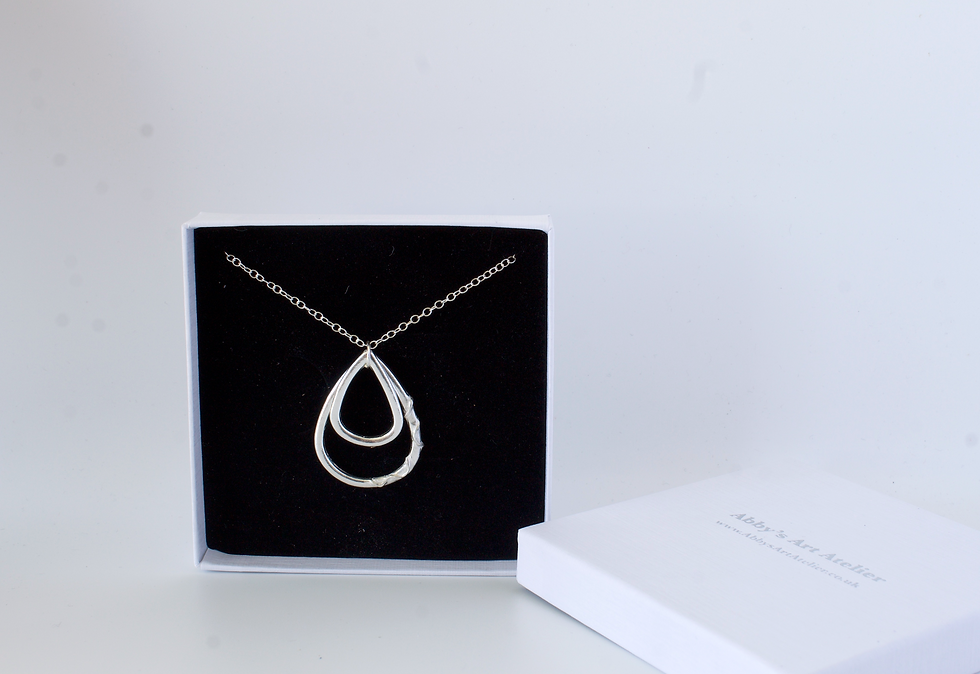 Thumbnail: Double Teardrop Fine Silver Necklace