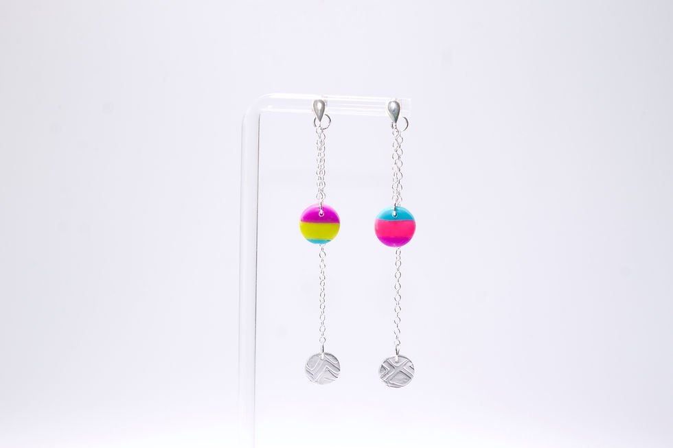 Thumbnail: Teardrop Studs Circle Chain Drop with Fine Silver Butterfly Chain Drops