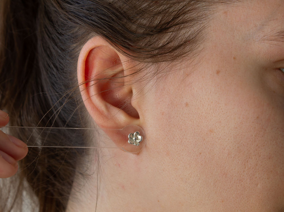 Handmade fine silver cosmos flower studs