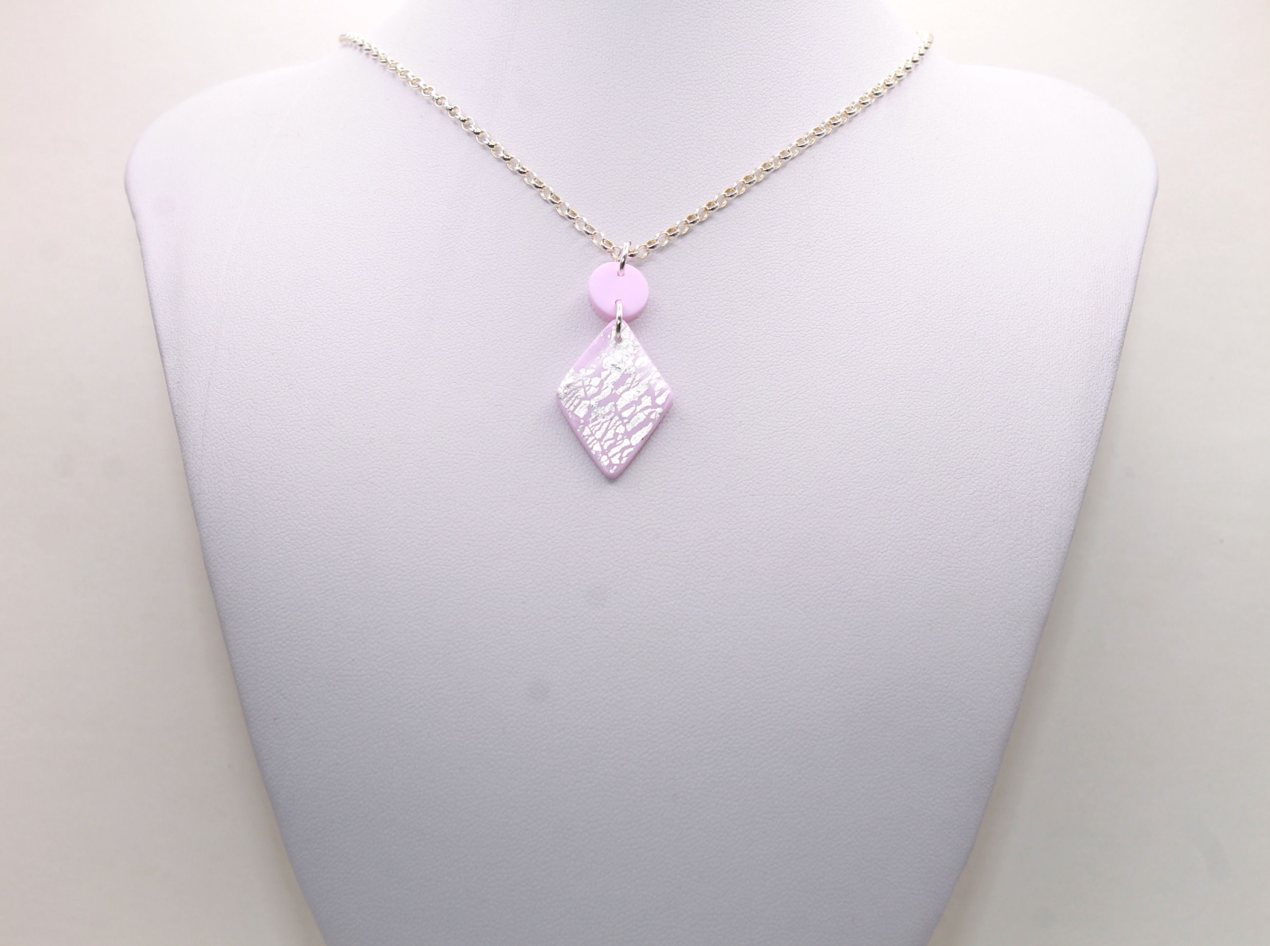 Circle with Diamond Shaped Drop Necklace