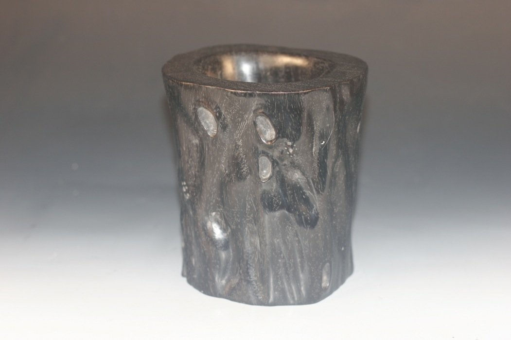 Carved Zitan Wood Brush Pot紫檀筆筒