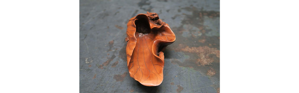 Thumbnail: A CARVED BOXWOOD LOTUS LEAF