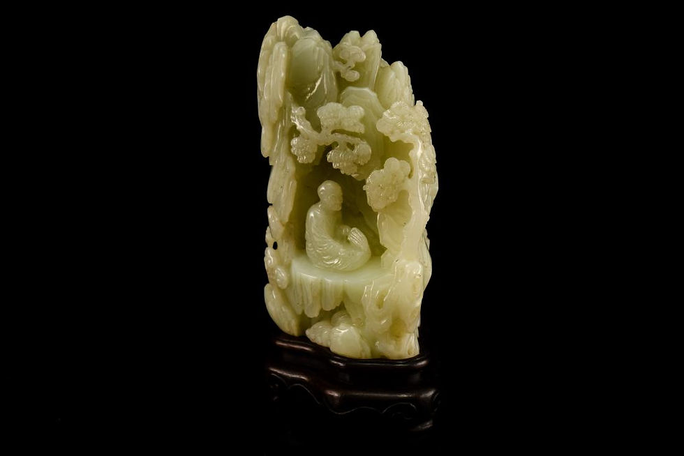 Thumbnail: CHINESE JADE A MOUNTAIN LANDSCAPE ON STAND