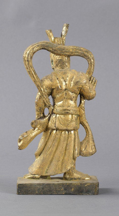 Thumbnail: A GILT PAINTED WOOD CARVING天官金漆木雕 OF BUDDHA