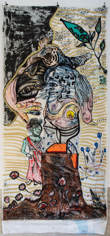 Untitled, 2022, Acrylic, oil, and pen on khadi.jpg