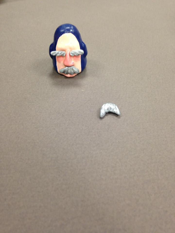 head with replacement mustache