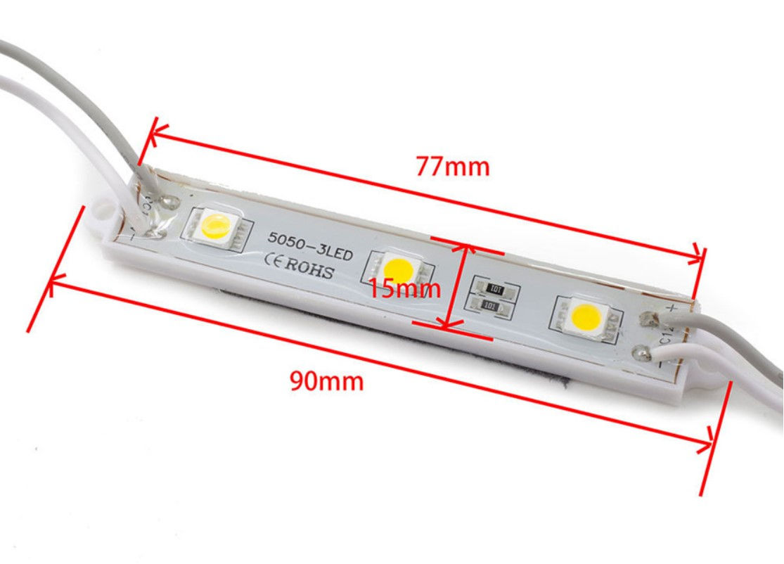 Modulo 3 Leds 5050 IP65 12v 0,72W Branco Frio