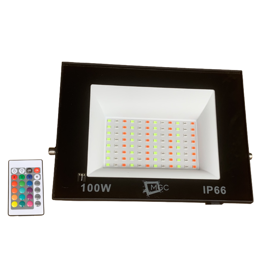 Refletor LED RGB 100W smd com controle remoto linha GL-W100RGB