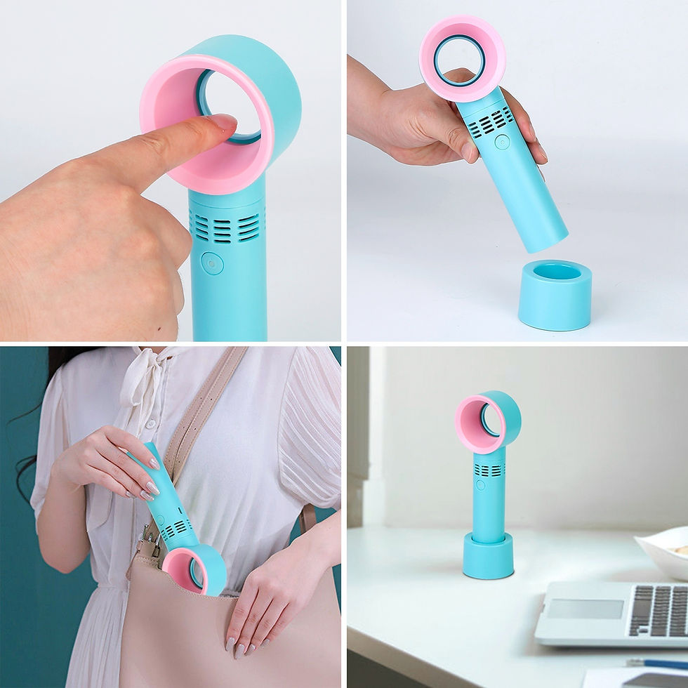 Thumbnail: Portable Handheld Bladeless Fan Rechargeable Cooling USB Fan Desktop Use Fan w/ 