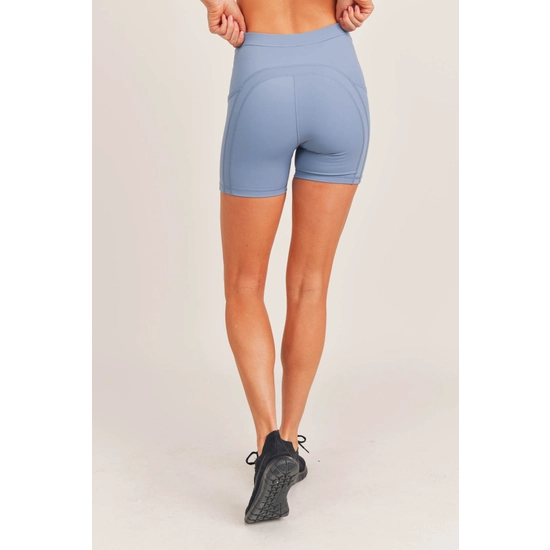 Thumbnail: Citadel Blue Mono B GREEN - No Front Seam Swoop Shorts
