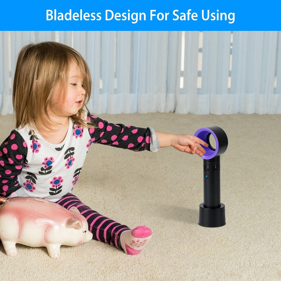 Thumbnail: Portable Handheld Bladeless Fan Rechargeable Cooling USB Fan Desktop Use Fan w/ 